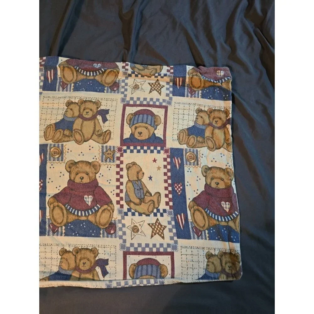 Vintage Patriotic Teddy Bear Americana Pillowcase Country Farmhouse